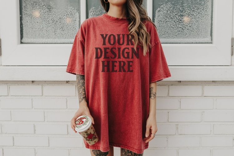 Crimson Christmas Comfort Colors 1717 TShirt Mockup,cc17
