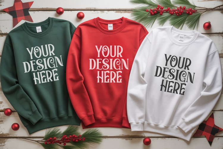 Christmas Family Matching Group T-Shirt Mockups | Holiday Fl