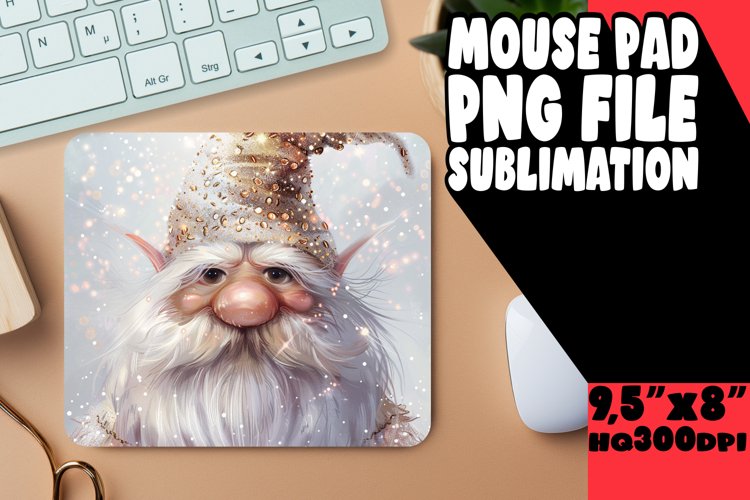 Whimsical Wilderness: Watercolor Gnome Mouse Pad Design example image 1