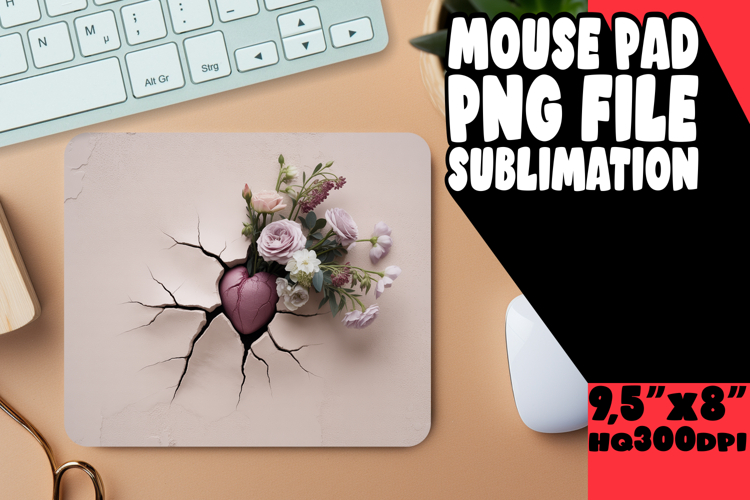 Bright Desk Pad Sublimation Design, 3D Heart