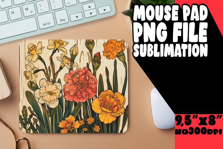 Nostalgic Retro Flower Mouse Pad