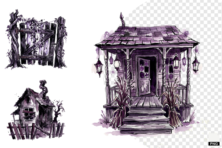 Halloween Haunted Cottage Clipart