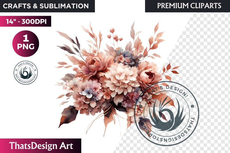 Ethereal Floral arrangements Clipart PNG Rose gold and blush