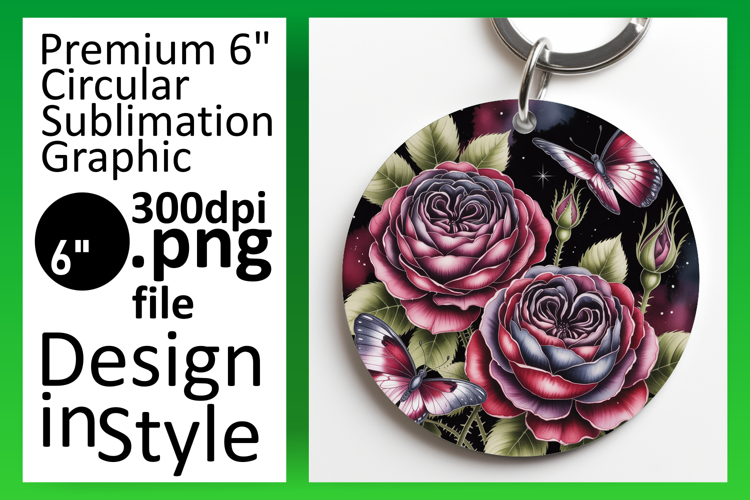 Vibrant Round Design Keychain Artwork , Flowers