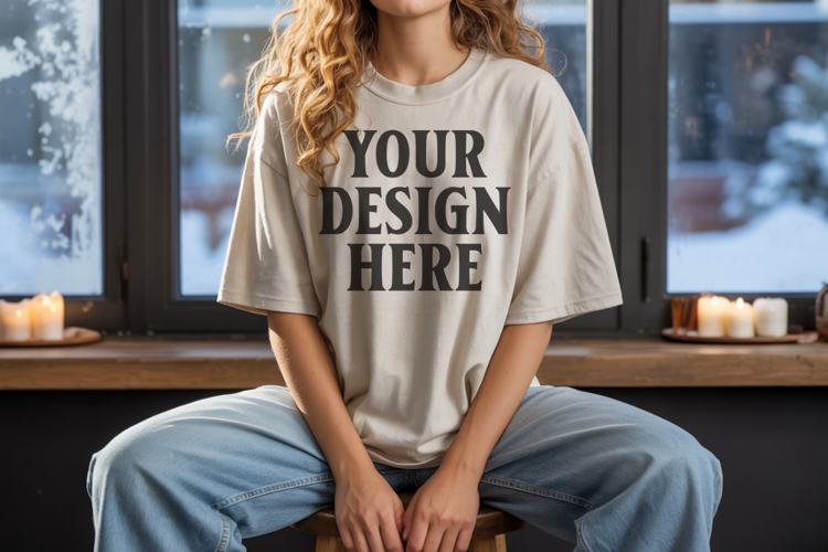 Ivory Christmas Comfort Colors 1717 T-shirt Mockup