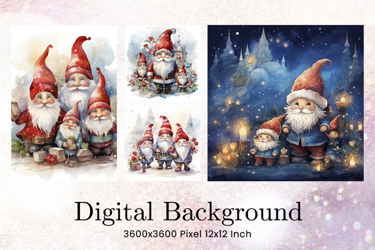 Gnome Santa Background Christmas Santa Watercolor Wallpaper