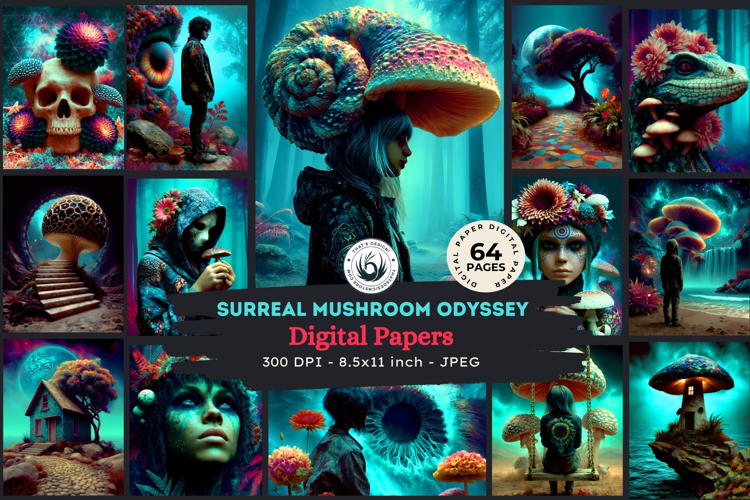 Psychedelic Fantasy Mushroom Clipart PNG For RPG Crafts