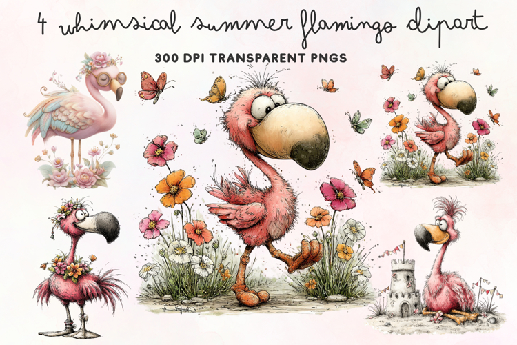 Cute Flamingo Clipart Image 3