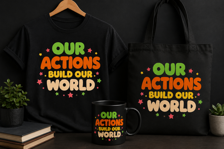 Our Actions Build Our World PNG | Inspirational Quote
