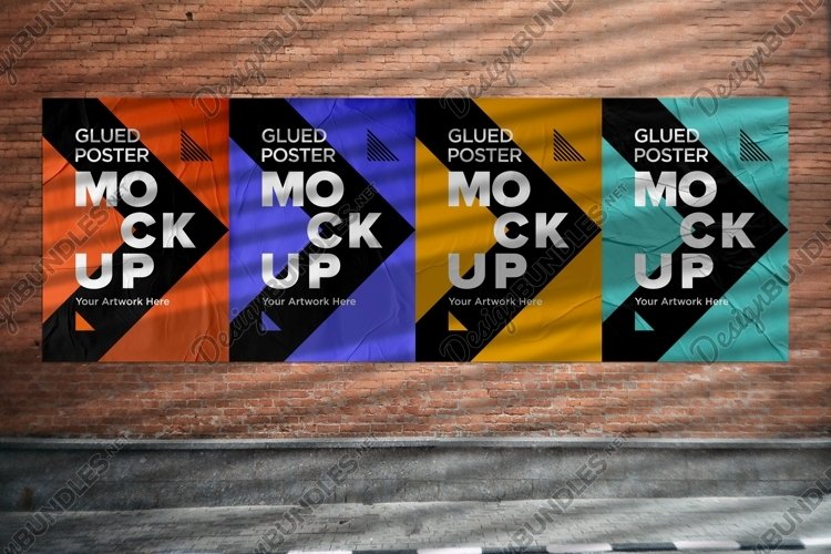 Glued and Crumpled Poster Mockup with Shadow Overlay example image 1