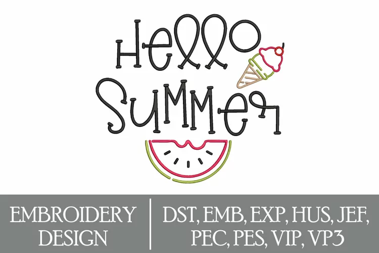 Hello Summer Machine Embroidery Design