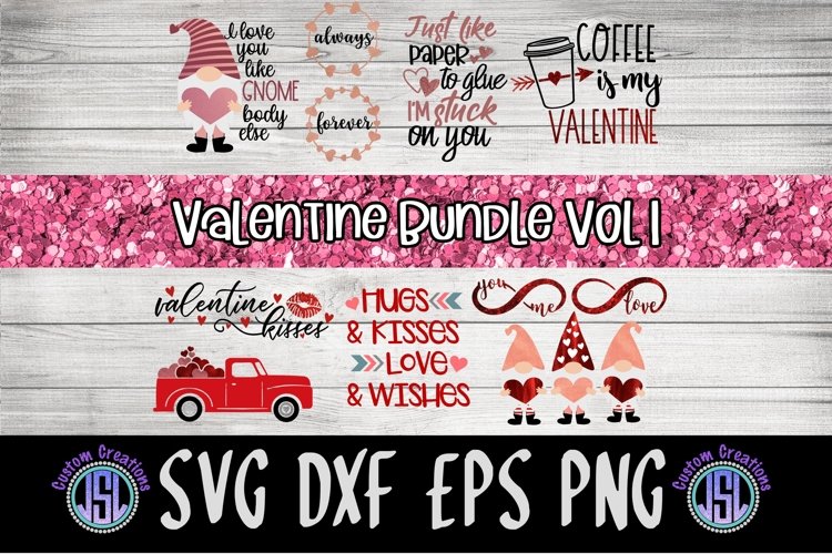 Valentine Bundle Vol 1 | Set of 11 | SVG DXF EPS PNG PDF example image 1