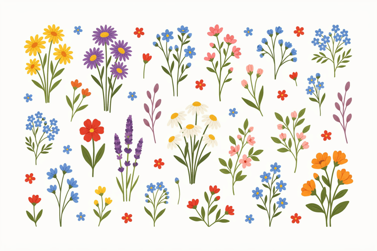 Watercolor Wildflower Clipart