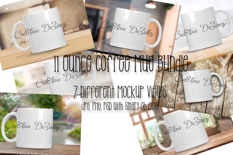 11 ounce Coffee Mug Bundle, Realistic Stock Photo Mock-Up example image 1