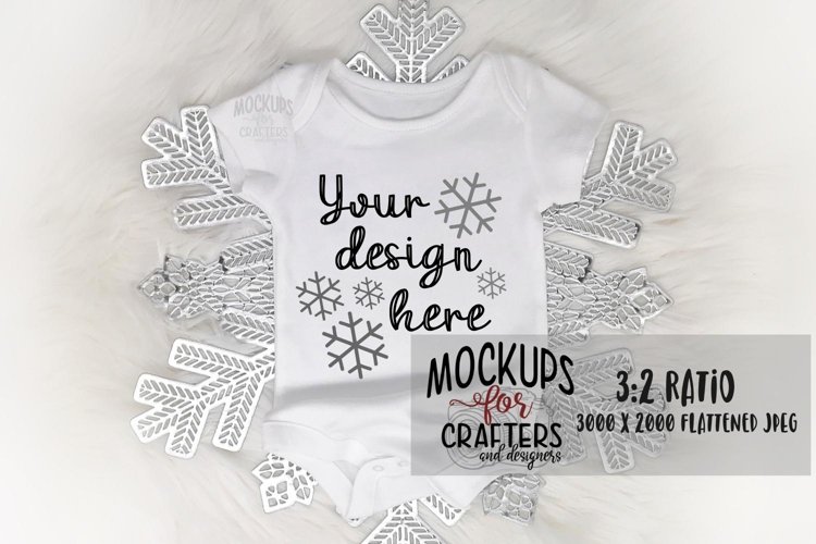 Baby Bodysuit - Mock-Up - snowflake, winter example image 1