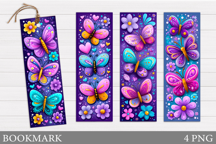 Butterflies Bookmark Design. Flowers Bookmark Sublimation