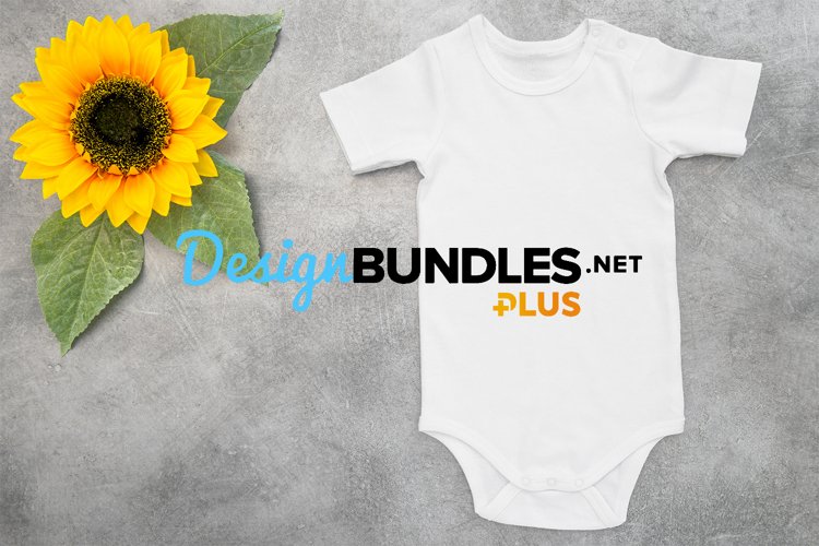 Baby Bodysuit mock up sunflower decoration stock photo example image 1