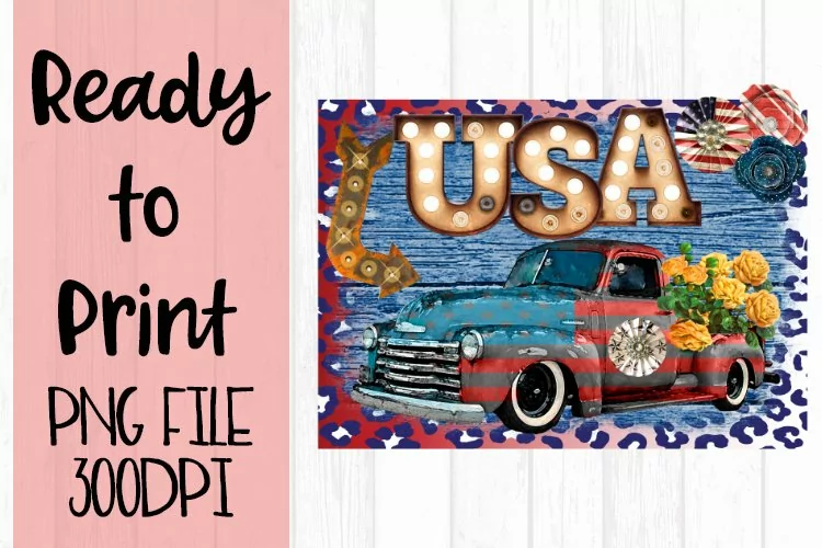 Retro USA Truck Ready to Print