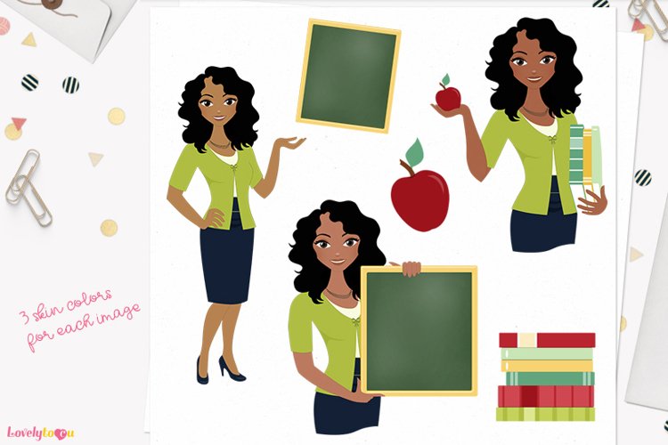 Woman teacher character clip art L074 Dezi (42786) Illustrations