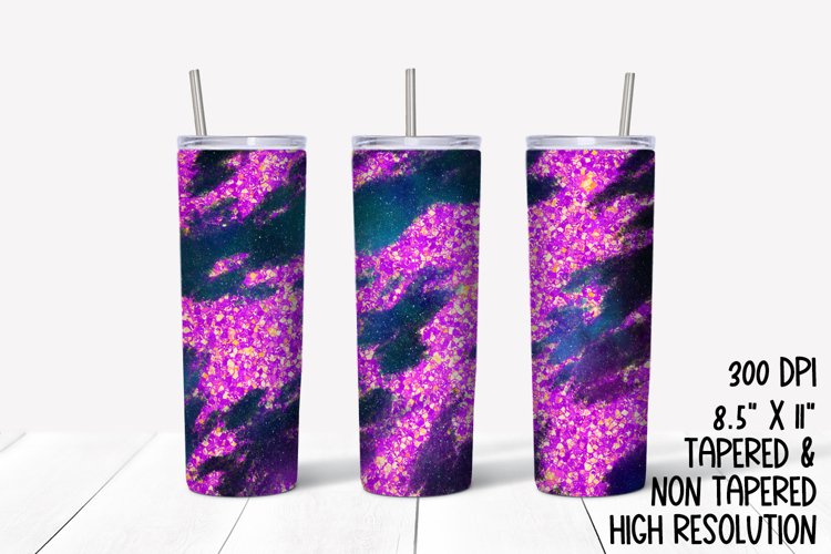 Neon Galaxy & Glitter Sublimation Tumbler
