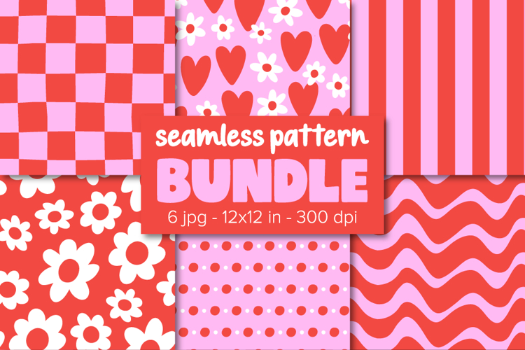 Valentine Digital Papers Love Pattern Bundle