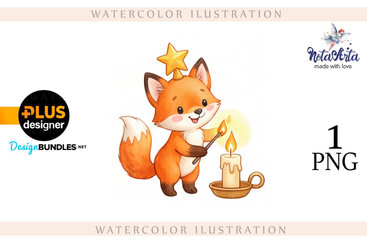 Illustration of a cute Christmas fox