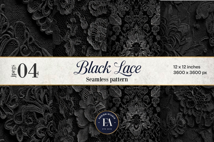 Black Lace Pattern, Gothic Lace Digital Paper