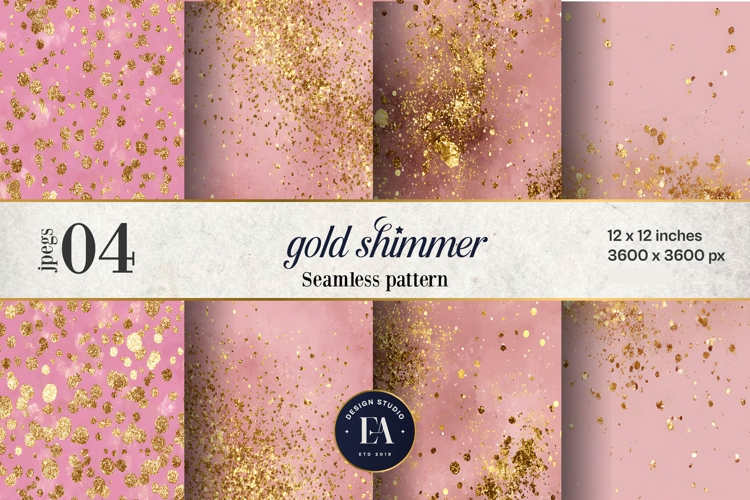 Pink Gold Shimmer Digital Paper, Glitter Texture
