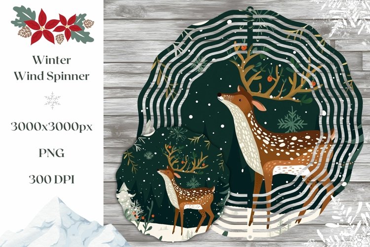 Christmas Deer Wind Spinner, Winter Forest Wind Spinner PNG example image 1