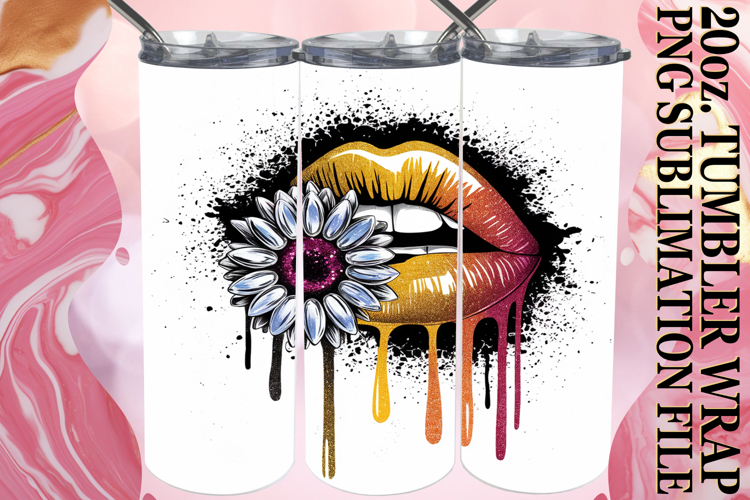Joyful Colors 20oz tumbler wrap, Dripping Lips