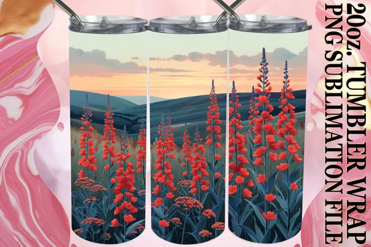Whimsical Flower Meadow Tumbler Wrap Sublimation