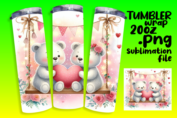 VIBRANT 20oz Gift Tumbler Design , Valentine Bear