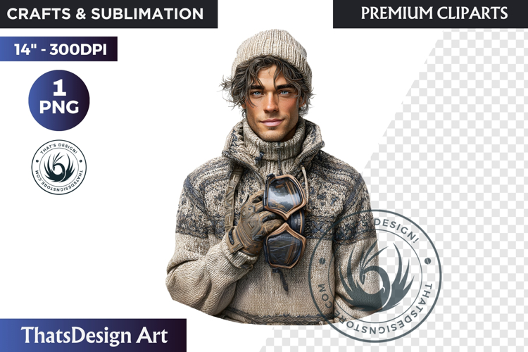 Alpine Winter Sports Fashion and Cabin Clipart PNG