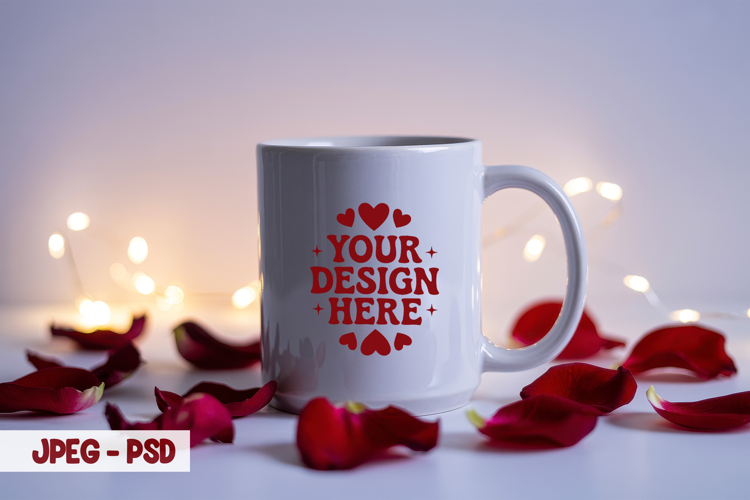 Valentine Mug Lights PSD JPEG Mockup
