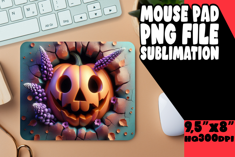 Whimsical Desk Mat Sublimation PNG, 3D Pumpkin