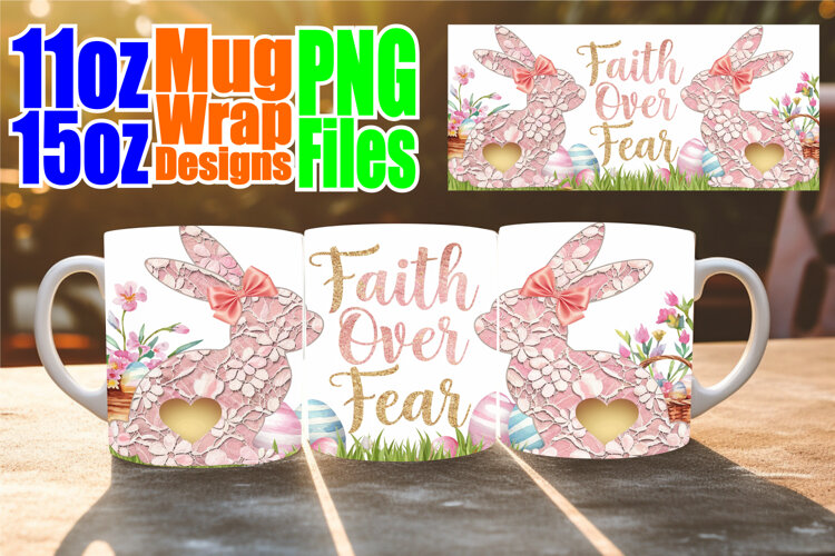 Joyful hearts 11oz 15oz sublimation wrap, Easter Bunny example image 1