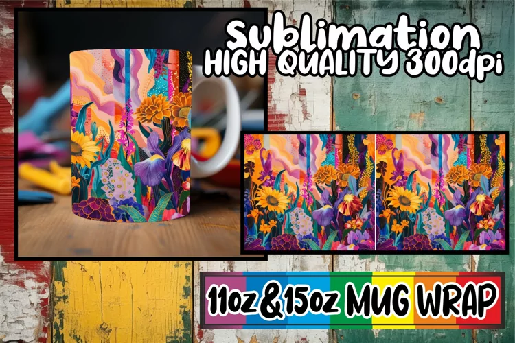 Whimsical Flower Wonderland Mug Sublimation 11oz/15oz