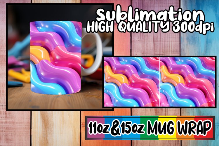 Vibrant Puff Paradise: Sublimation Mug Wrap 11oz/15oz example image 1