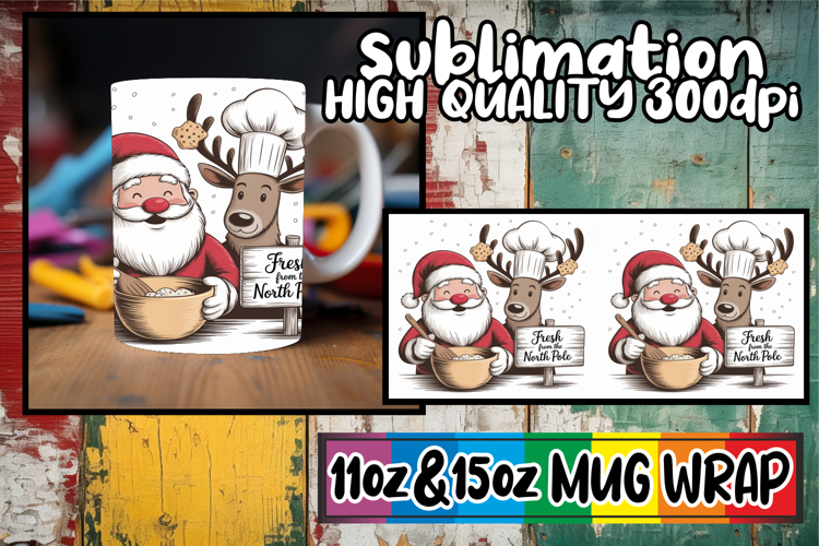 Inspiring mornings 11oz 15oz sublimation wrap, Funny Santa