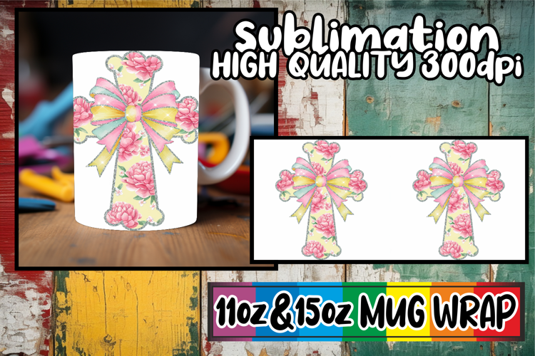 Uplifting spirits sublimation print wrap, Flower Cross