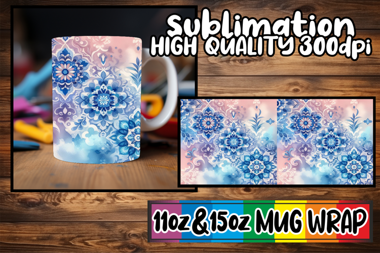 Luminous vibes sublimation mug wrap, Watercolor Pattern