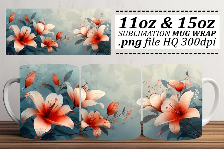 Spring Blooms Art Mug Wrap - Pattern 11oz 15oz example image 1