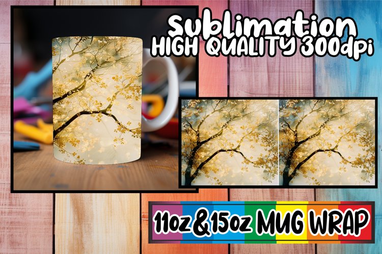 Dreamy Spring Mug Sublimation Wrap - Colorful Tree