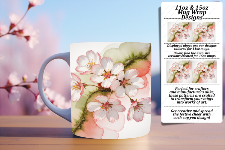 Chic 11oz Mug Wrap Png Template , Flowers