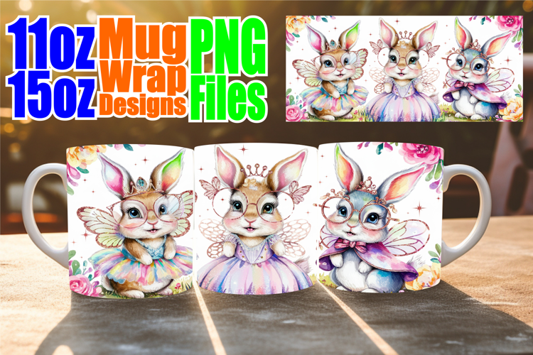 Happy hearts sublimation mug wrap, Easter Bunny