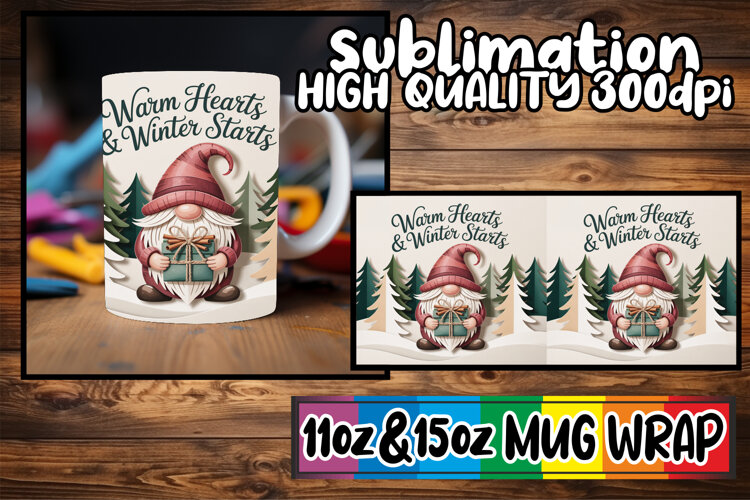 Magical moments 11oz 15oz sublimation wrap, Holiday Gnome example image 1