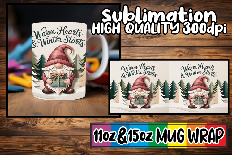 Magical moments 11oz 15oz sublimation wrap, Holiday Gnome