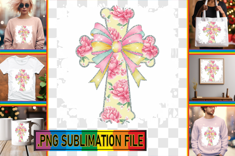 LUMINOUS TSHIRT Gift Ideas PNG, Flower Cross