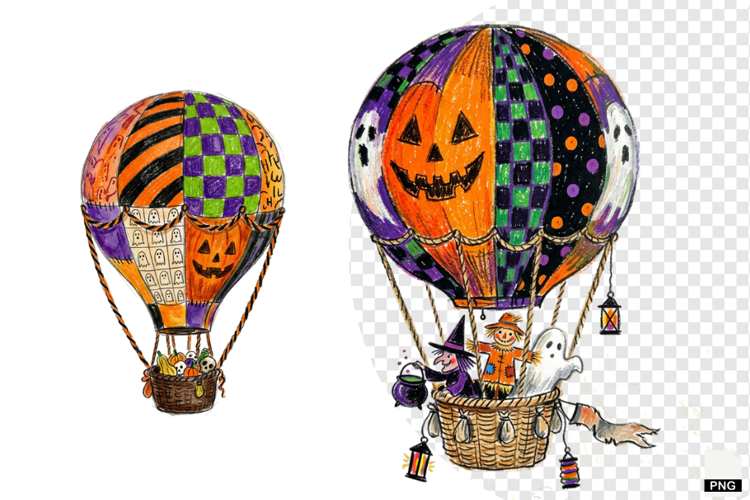 Halloween Hot Air Balloons PNG