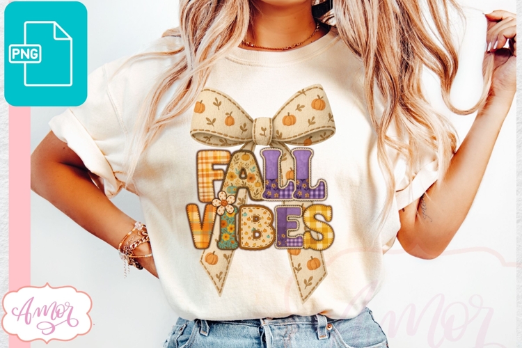 Fall vibes sublimation PNG | Coquette bow PNG design